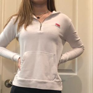 white Pink Victorius Secret zip up hoodie